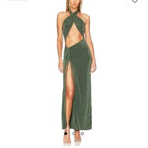 Adele halter maxi dress forest green size small